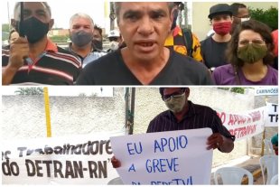 Trabalhadores em greve do Detran no RN e da RedeTV em SP trocam solidariedade nas lutas