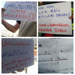 Aeroviários defendem Fora Bolsonaro e Mourão, fazem fotos contra as demissões e em apoio aos profissionais da saúde 